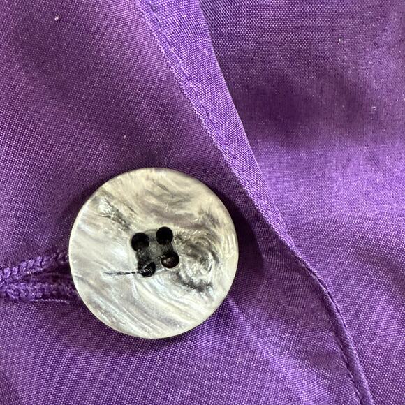 Vtg Croquet Club 100% Silk Jacket Size M Oversized Boyfriend Blazer 80s Purple - Picture 9 of 16